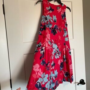Vince Camuto Red and Blue Floral Fit and Flare Dress Size 8